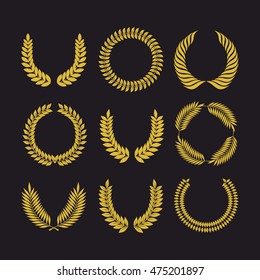 Big set of vector wreaths, collection of design elements for creating logos.