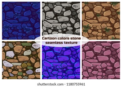 Big set View seamless background texture color stones. Vector illustration For Ui Game element