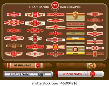 A big set of vintage cigar bands templates. Vector elements