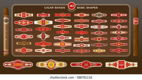 A big set of vintage cigar bands templates. Vector elements