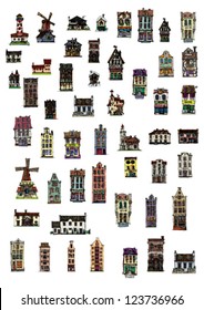 big set of vintage facades - cartoon