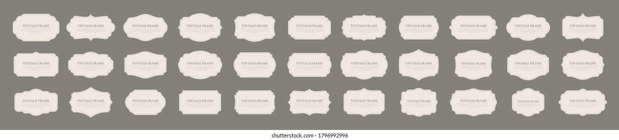 Big set of vintage Ornamental frames. Vintage labels. Sticker. Retro badge elements. Vector illustration.