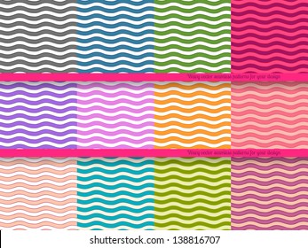 Big set of wavy vector seamless patterns for your design