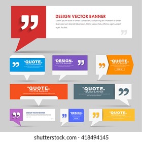 Big set of web banners with foot and bubble for a quote, r with leg for quotes, different colors and shapes. Template for the Internet and advertising. Vector illustration