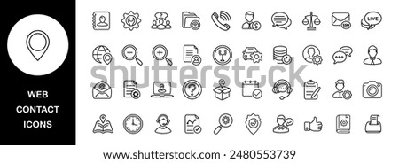Big set of Web contact us line icons on white