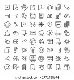 Gran conjunto de iconos de línea web. Ilustración vectorial aislada en un fondo blanco. Símbolos de calidad premium. Iconos vectoriales de trazo para el concepto o gráficos web. Sencillos signos de línea delgada. 