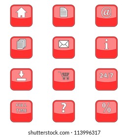 Big set a web of red icons for design of your site