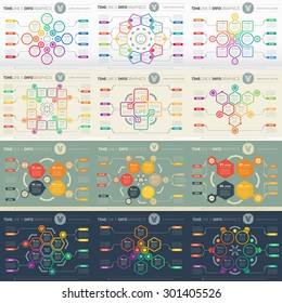 Big Set of Web Templates for diagram or presentation. Vector infographics of technology process including icons, design elements and logo.
