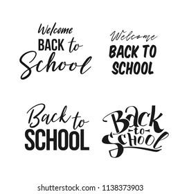 Big set of Welcome back to school labels. School Background. Education tag. Vector illustration. Typography, calligraphy badges.