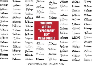 Big Set of Welcome In Various Text Typography Cursive Style