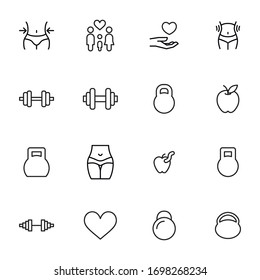 Big set of wellness line icons. Vector illustration isolated on a white background. Premium quality symbols. Stroke vector icons for concept or web graphics. Simple thin line signs. 