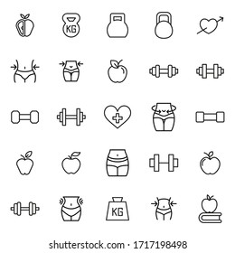 Big set of wellness line icons. Vector illustration isolated on a white background. Premium quality symbols. Stroke vector icons for concept or web graphics. Simple thin line signs. 