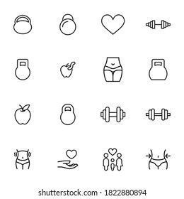 Big set of wellness line icons. Vector illustration isolated on a white background. Premium quality symbols. Stroke vector icons for concept or web graphics. Simple thin line signs.