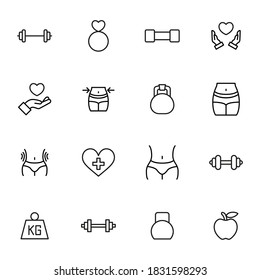 Big set of wellness line icons. Vector illustration isolated on a white background. Premium quality symbols. Stroke vector icons for concept or web graphics. Simple thin line signs.