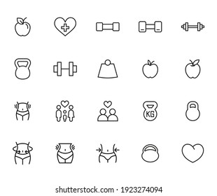 Big set of wellness line icons. Vector illustration isolated on a white background. Premium quality symbols. Stroke vector icons for concept or web graphics. Simple thin line signs.