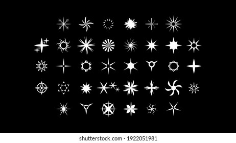 Estrella de la colección blanca Big Set Iconos Símbolos vectoriales Símbolos Shine Elements