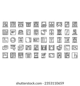 Big set of window line icons. Vector illustration isolated on a white background. Premium quality symbols. Stroke vector icons for concept or web graphics. Simple thin line signs.