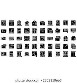 Big set of window line icons. Vector illustration isolated on a white background. Premium quality symbols. Stroke vector icons for concept or web graphics. Simple thin line signs.