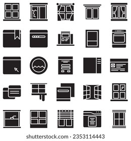 Gran conjunto de iconos de línea de ventana. Ilustración vectorial aislada en un fondo blanco. Símbolos de calidad premium. Iconos vectoriales de trazo para el concepto o gráficos web. Sencillos signos de línea delgada.
