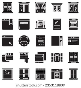 Big set of window line icons. Vector illustration isolated on a white background. Premium quality symbols. Stroke vector icons for concept or web graphics. Simple thin line signs.