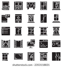 Gran conjunto de iconos de línea de ventana. Ilustración vectorial aislada en un fondo blanco. Símbolos de calidad premium. Iconos vectoriales de trazo para el concepto o gráficos web. Sencillos signos de línea delgada.