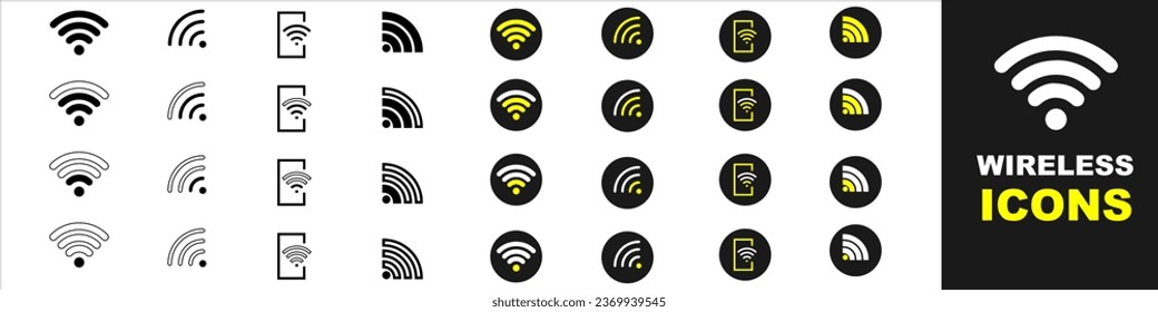 Big set wireless and wifi icons. Best collection. Vector Illustration.