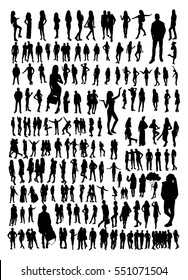 Big set of Woman and man Silhouettes