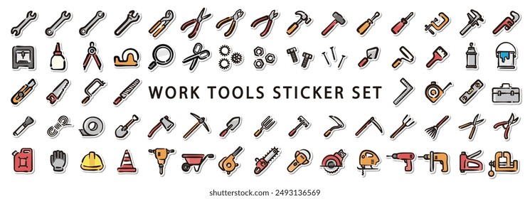 Gran conjunto de herramientas de trabajo de la ilustración sticker.Quick y simple de usar.