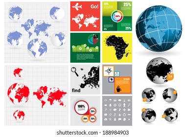 Big set of World map, vector 