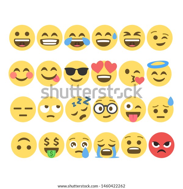 Big Set Yellow Cartoon Bubble Emoticons Stock Vector (Royalty Free ...