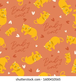 Big set of young animal seamless pattern : Baby cat seamless pattern : Vector Illustration