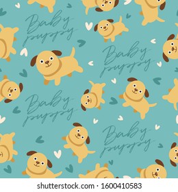 Big set of young animal seamless pattern : Baby dog seamless pattern : Vector Illustration