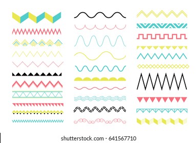 big set of zig zag and wave seamless borders. vector design elements