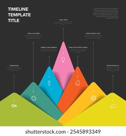 Big seven mountains as multipurpose infographic template with icons and description. Dark multipurpose infochart infographic template design wit seven elements and shadows