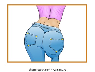 ass and a butt in jeans walking