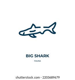 Big shark icon. Linear vector illustration from fauna collection. Outline big shark icon vector. Thin line symbol for use on web and mobile apps, logo, print media.