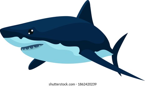 Big shark, illustration, vector on white background.
