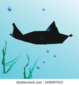 Big sharks in blue sea waters