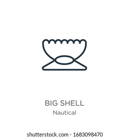 Big shell icon. Thin linear big shell outline icon isolated on white background from nautical collection. Line vector sign, symbol for web and mobile
