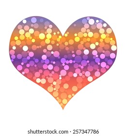 Big shining heart with glittering bubbles inside, vector illustration