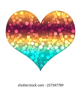 Big shining heart with glittering bubbles inside, vector illustration