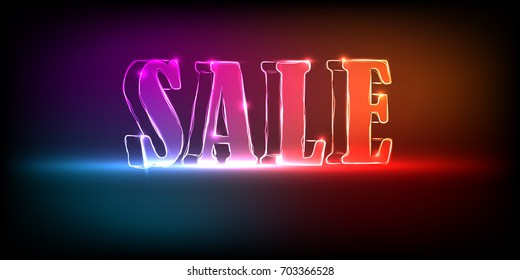 Big shining neon sale advertisement with sparks