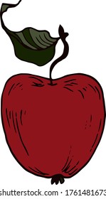 Gran manzana roja brillante. Ilustración de frutas para el menú del mercado agrícola, receta, menú de verano, invitaciones, carteles, pegatinas y diseño estacional. Diseño de alimentos saludables.
