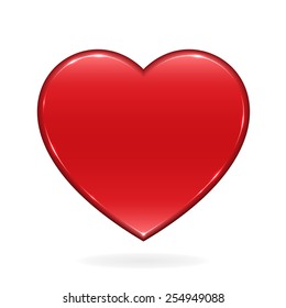 Big shiny red vector heart isolated on white. File format is EPS10.