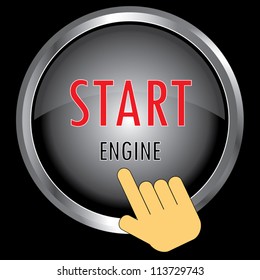 The big shiny round with hand turn button to start.