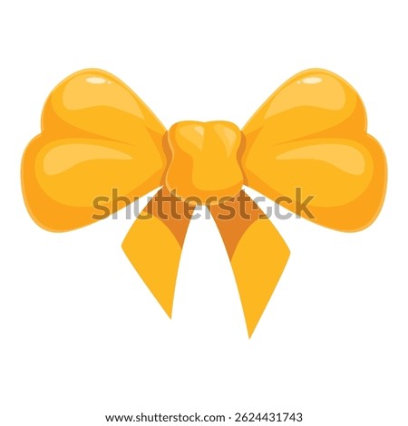 Big, shiny yellow bow is ready to be tied onto a gift, decoration, or present