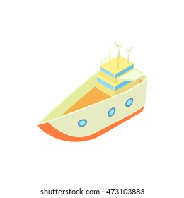 Big ship icon in cartoon style isolated on white background. Sea transport symbol