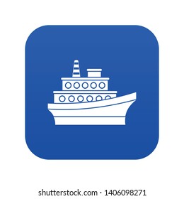Big ship icon digital blue for any design isolated on white vector illustration