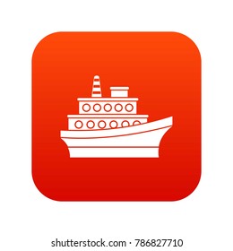 Big ship icon digital red for any design isolated on white vector illustration