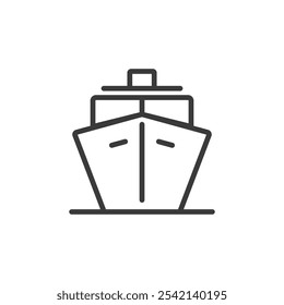 Big ship, icon in line design. Big, ship, vessel, maritime, cargo, ocean, boat on white background vector. Big ship editable stroke icon